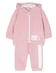 MONCLER KIDS Set da due neonata rosa logo teddy