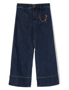 ELISABETTA FRANCHI KIDS Jeans blu denim dettaglio catena