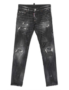 DSQUARED KIDS Jeans destroyed e vernice bambino slim fit