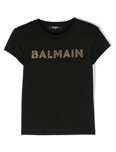 BALMAIN KIDS T-shirt bambina con logo strass