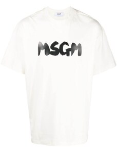 MSGM T-shirt girocollo uomo con logo pennellato