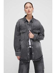HUGO giacca di jeans donna colore grigio