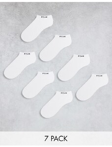 French Connection Mens FCUK - Confezione da 7 paia di calzini sportivi bianchi-Bianco