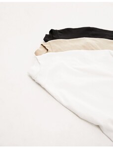 Topman - Confezione da 3 T-shirt oversize nera, bianca e color pietra-Multicolore