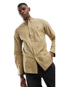 Polo Ralph Lauren - Icon - Camicia slim fit elasticizzata in popeline color cuoio con logo-Marrone