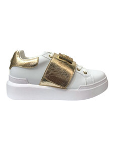 POLLINI - Sneakers Nuke45 bianco/oro, Colore Bianco, Taglia scarpe donna 36