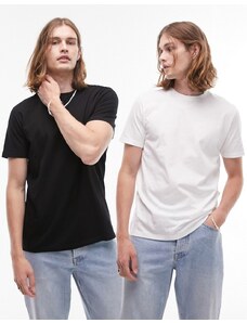 Topman - Confezione risparmio da 2 T-shirt classiche nera e bianca-Multicolore