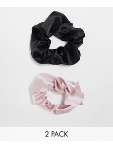 Pieces - Confezione da 2 elastici nero e rosa-Multicolore