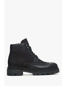 Men's High-Top Ankle Boots for Winter made of Black Nubuck Estro ER00114065