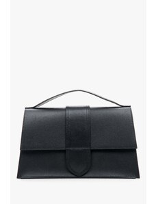 Women's Small Black Flap Handbag made of Genuine Italian Leather Estro ER00114072