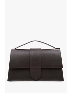 Women's Small Saddle Brown Flap Handbag made of Italian Genuine Leather Estro ER00114074