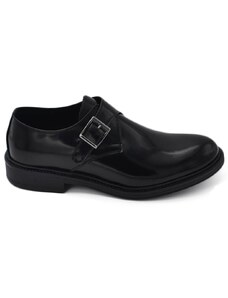 Malu Shoes Scarpe uomo con fibbia eleganti vera pelle nera abrasivato suola in gomma ultraleggera handmade in italy fibbia argento