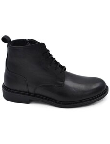 Malu Shoes Scarpe stivale uomo anfibio lacci vera pelle abrasivata nera suola gomma zip comfort basic made in italy