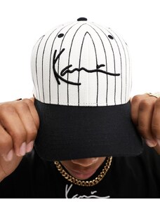 Karl Kani - Cappellino da baseball beige a righe nere con visiera a contrasto e logo-Neutro
