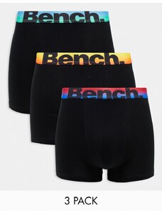 Bench - Balam - Confezione da 3 boxer aderenti neri con fascia in vita sfumata-Nero