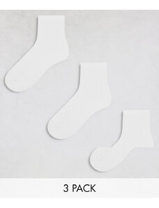 Weekday - Bella - Confezione da 3 paia di calzini bianchi a coste-Bianco