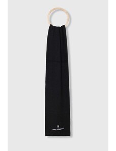 Karl Lagerfeld sciarpacon aggiunta di lana colore nero con applicazione