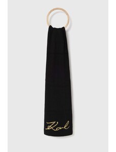 Karl Lagerfeld sciarpacon aggiunta di lana colore nero con applicazione