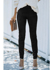 Robingly Black Mid Rise Faux Suede Skinny Leggings