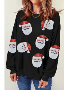 Robingly Black Santa Claus Sequin Graphic Sweatshirt