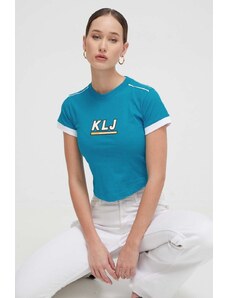 Karl Lagerfeld Jeans t-shirt in cotone donna colore blu