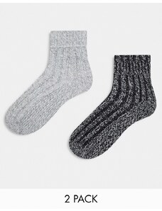 ASOS DESIGN - Confezione da 2 paia di calzini da casa in maglia di misto lana-Multicolore