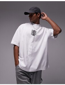 Topman - T-shirt super oversize bianca con stampa con pastore sul davanti e sul retro-Bianco