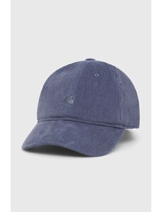 Carhartt WIP cappello con visiera in velluto a coste Harlem Cap colore blu I028955.1XGXX