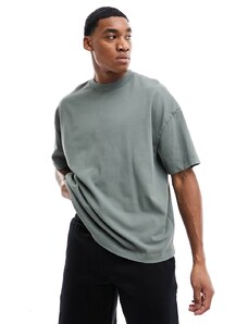 ASOS 4505 - T-shirt squadrata oversize pesante kaki slavato-Verde