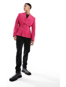 ASOS DESIGN - Blazer slim rosa con cintura