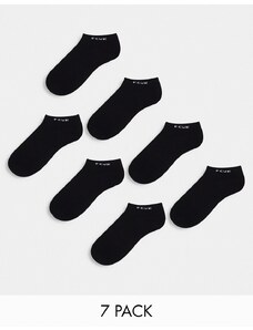 French Connection FCUK - Confezione da 7 paia di calzini sportivi neri-Nero