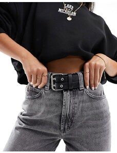 ASOS DESIGN - Cintura per jeans a vita bassa con doppia fibbia-Nero