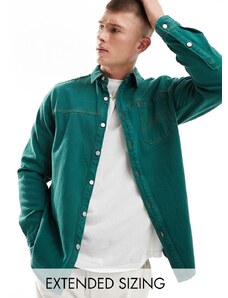 ASOS DESIGN - Camicia di jeans comoda verde scuro-Marrone