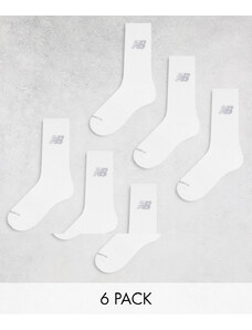New Balance - Confezione da 6 paia di calzini corti tecnici bianchi-Bianco