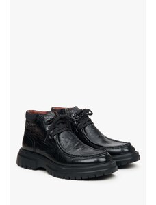Men's Black Ankle Boots made of Genuine Leather Estro ER00114069
