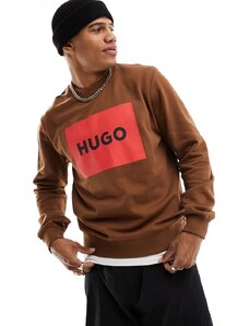 Hugo Red HUGO - Duragol - Felpa color ruggine con riquadro del logo-Marrone