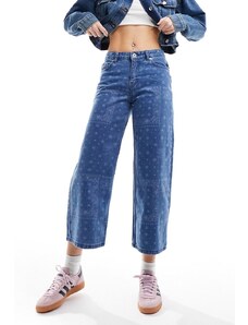 Only - Sonny - Jeans corti con fondo ampio e stampa bandana-Blu