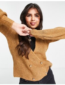 Lipsy - Cardigan in maglia con bottoni color cammello-Marrone