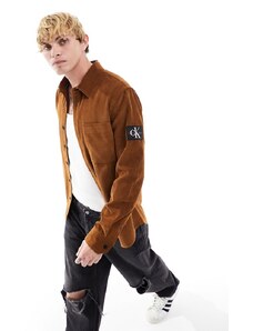 Calvin Klein Jeans - Camicia regular fit a coste marrone