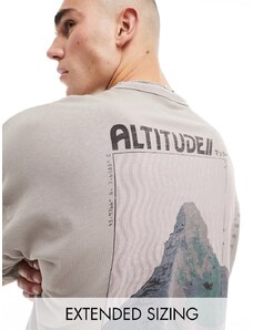 ASOS DESIGN - T-shirt oversize pesante grigio slavato con stampa sulla schiena-Arancione