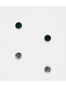 Kingsley Ryan - Confezione da 2 di orecchini a perno con pietre incastonate in argento sterling-Multicolore