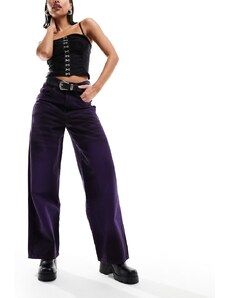 COLLUSION - X015 - Jeans super baggy a vita bassa lavaggio viola-Nero