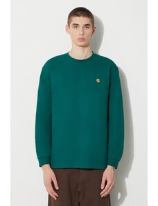 Carhartt WIP top a maniche lunghe in cotone Longsleeve Chase T-Shirt colore verde I026392.1YWXX