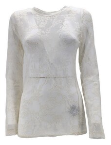 P.A.R.O.S.H. T-shirt donna in pizzo stretch bianco