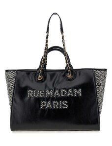 Rue Madam Paris Shopping donna in ecopelle e tessuto spigato nero e bianco