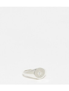 Seol + Gold - Anello a sigillo in argento sterling con zirconia cubica-Oro