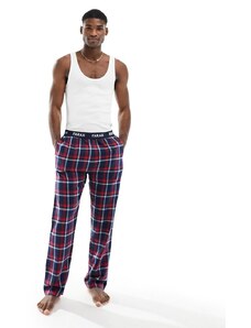Farah - Dybell - Pantaloni da casa in flanella a quadri color blu navy e rosso
