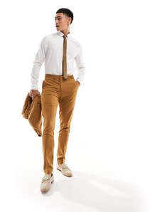 ASOS DESIGN - Pantaloni da abito skinny color tabacco-Marrone