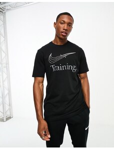 Nike Training - Dri-FIT - T-shirt nera con grafica del logo-Nero