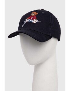 Guess berretto da baseball in cotone colore blu navy con applicazione